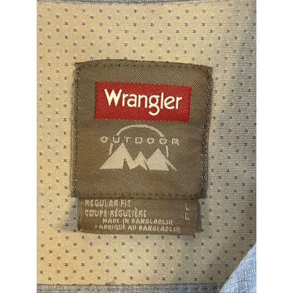 Wrangler Men's Outdoor Button Up Heather Blue Long Sleeve Size Large (5481) - Picture 4 of 6
